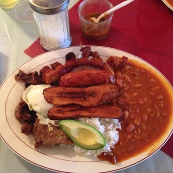 Aires De Colombia - Bandeja paisa. The salsa in the jar that comes with the table has great flavor and just a touch of heat that is subtle. - Colombian Near Me - Bradley Beach, New Jersey Aires De Colombia - Bandeja paisa. The salsa in the jar that comes with the table has great flavor and just a touch of heat that is subtle. - Colombian Near Me - Bradley Beach, New Jersey