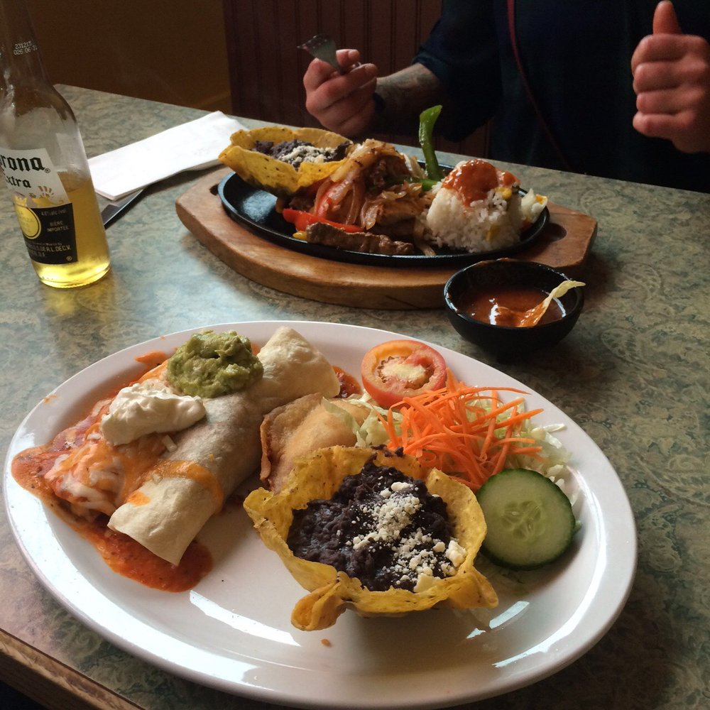 Combo plate and the steak and chicken fajitas. Combo plate and the steak and chicken fajitas.