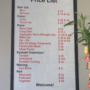 Tony's Beauty Salon - Price List (October 2015) - Eyelash Service Near Me - Chicago, Illinois