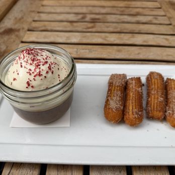 Rioja - Skip the churros - it was a weird eggy mushy texture inside - but the peppermint chocolate was great - New American Near Me - Denver, Colorado