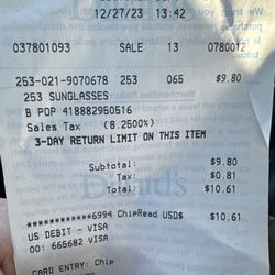 Dillard's - My receipt.