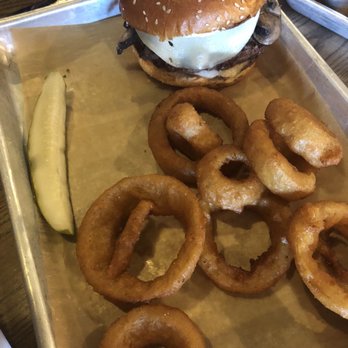 Westside Social - Steakhouse Burger with Onion Rings - American Near Me - Grand Rapids, Michigan Westside Social - Steakhouse Burger with Onion Rings - American Near Me - Grand Rapids, Michigan