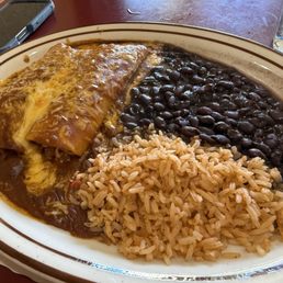 Enchiladas with black beans and rice. Enchiladas with black beans and rice.