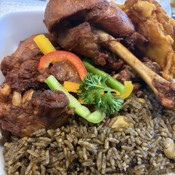 Five O Nine Grill Lounge - Chicken (Poulet) Complete $19.00 Served with Plantains, Choice Of Rice , Pikliz and Sauce - Haitian Near Me - Houston, Texas Five O Nine Grill Lounge - Chicken (Poulet) Complete $19.00 Served with Plantains, Choice Of Rice , Pikliz and Sauce - Haitian Near Me - Houston, Texas