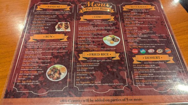Menu photo 1 Pho Fever Bistro West Los Angeles, CA Menu photo 1 Pho Fever Bistro West Los Angeles, CA