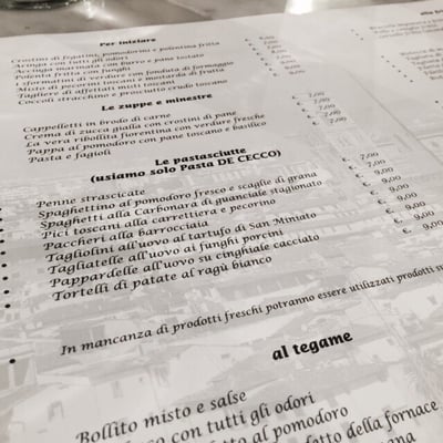 Menu photo 1 Vecchia Osteria dal Nacchero Florence, FI
