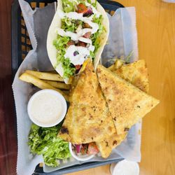 J-Mike's Flavor Station - Jerky quesadilla, gator taco and seafood fries.