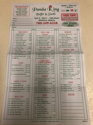 Menu photo 7 Panda King Westlock, AB