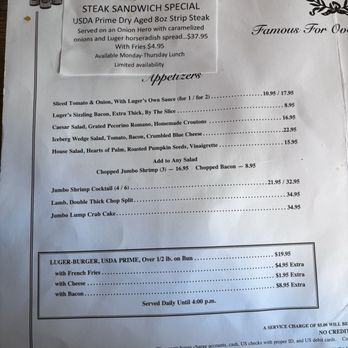 Peter Luger - Menu - Steakhouses Near Me - Brooklyn, New York