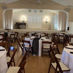 La Canada Thursday Club - Another view of inside the ballroom. Our DJ set up on stage, giving us the perfect amount of space for tables and dancing
