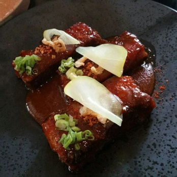 ROOH - PORK BELLY: Sweet & Sour Mango Achar, Masala Cracklings, Green Onion ($15) - Indian Near Me - San Francisco, California ROOH - PORK BELLY: Sweet & Sour Mango Achar, Masala Cracklings, Green Onion ($15) - Indian Near Me - San Francisco, California