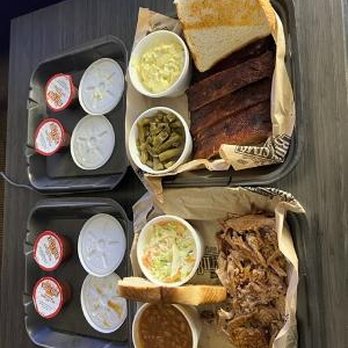 Billy Sims BBQ - Pulled Pork Dinner with Baked Beans and Coleslaw; Rib Dinner with Green Beans and Potato Salad - Barbeque Near Me - Oklahoma City, Oklahoma