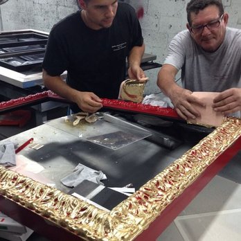 Quality Picture Frames - gold leafing application process on frame - Art Galleries Near Me - Hialeah, Florida