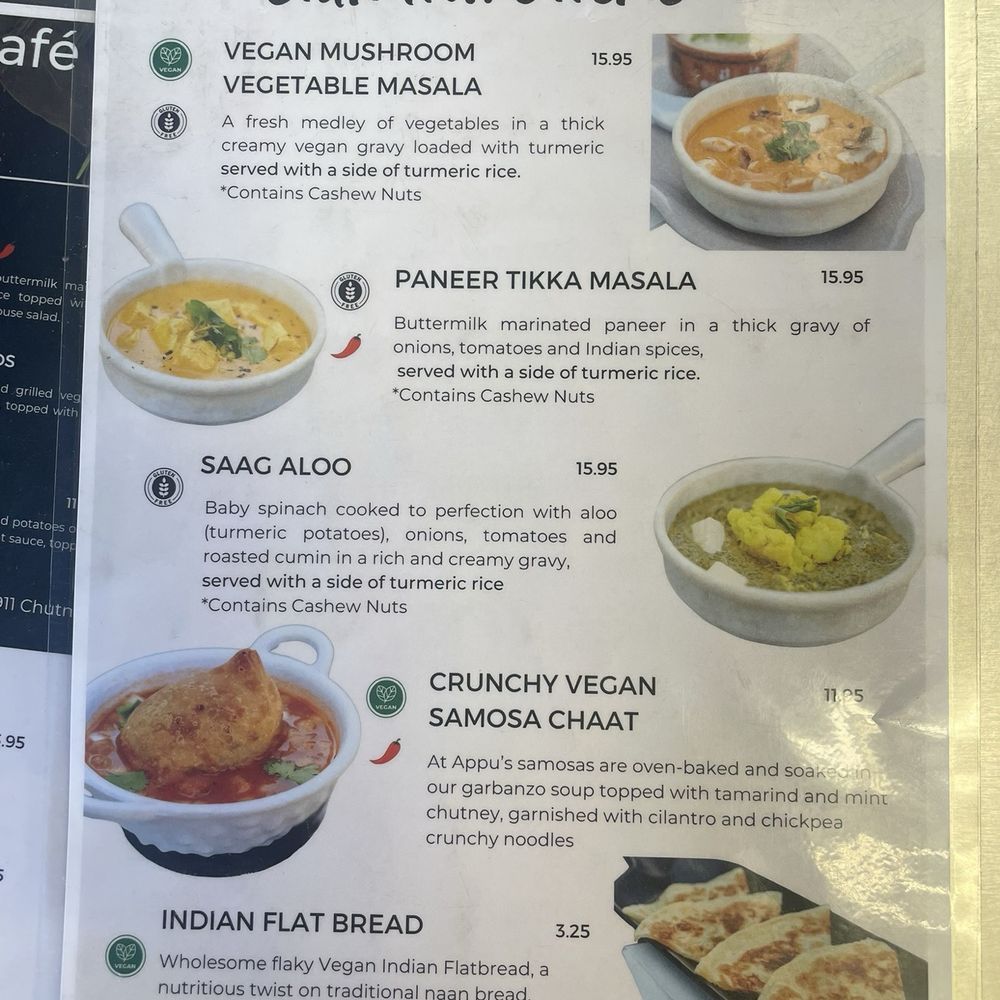 Appu's Turmeric Cafe - Menu - Vegetarian Near Me - Long Beach, California