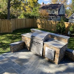 Backyard patio and kitchen.