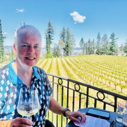 View from the tasting room balcony at Schweiger View from the tasting room balcony at Schweiger