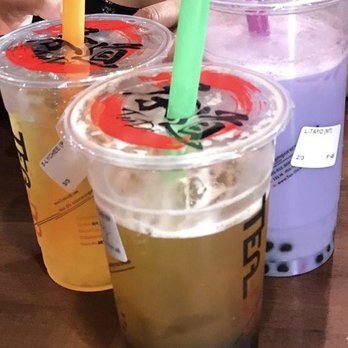 Tea Do - From left to right; lychee popping tea, tropical twister with boba instead of lychee jelly, and taro milk bubble tea - Coffee & Tea Near Me - Philadelphia, Pennsylvania Tea Do - From left to right; lychee popping tea, tropical twister with boba instead of lychee jelly, and taro milk bubble tea - Coffee & Tea Near Me - Philadelphia, Pennsylvania