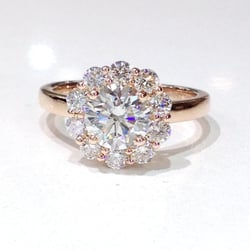 Jewelry Art Center - Floral diamond halo rose gold ring