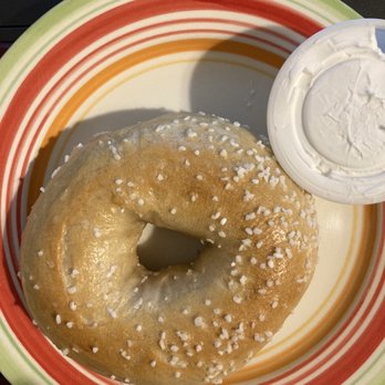 Bubbe's Fine Bagels - Salt bagel side of vegan cream cheese - Bagels Near Me - Tucson, Arizona