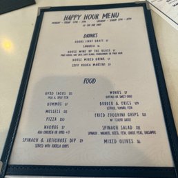 Happy hour menu