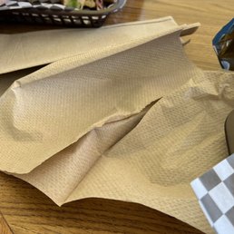 Crumpled pile of bathroom-style paper towels.
