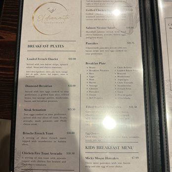 El Diamante Restaurant - Menu 01/03/2025 - Mexican Near Me - Carlsbad, New Mexico