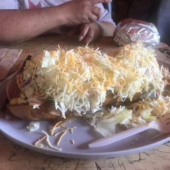 Hillbilly Hot Dogs - 15 inch 3 pound Hot Dog with fixins - Burgers Near Me - Lesage, West Virginia