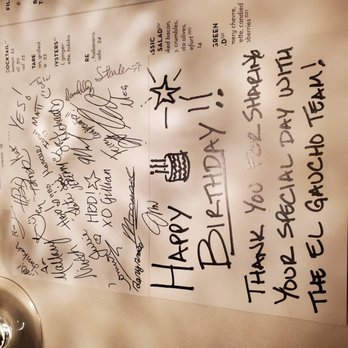 El Gaucho - Birthday card signed by staff. - Steakhouses Near Me - Portland, Oregon El Gaucho - Birthday card signed by staff. - Steakhouses Near Me - Portland, Oregon