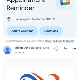 Their confirmation email for our appointment. Their confirmation email for our appointment.