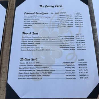The Crazy Cork Wine Bar - Menu - Wine Bars Near Me - Oviedo, Florida The Crazy Cork Wine Bar - Menu - Wine Bars Near Me - Oviedo, Florida