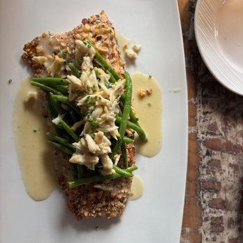 Waters Texas - Ruby Red Crusted Trout with crab and green beans - Seafood Near Me - Fort Worth, Texas