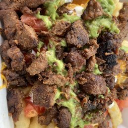 Loaded fries- but loaded with what is the question Loaded fries- but loaded with what is the question