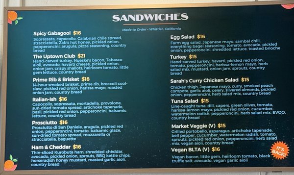 Menu photo 1 Uptown Provisions Whittier, CA