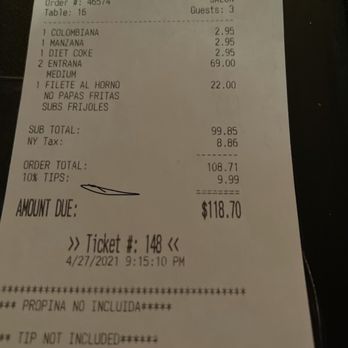Pollo's Mario Woodhaven - Picture of my receipt. - Colombian Near Me - Queens, New York Pollo's Mario Woodhaven - Picture of my receipt. - Colombian Near Me - Queens, New York