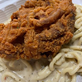 Vegan Heat - Stuffed fried Chicken with Alfredo pasta. - Vegan Near Me - Dallas, Texas Vegan Heat - Stuffed fried Chicken with Alfredo pasta. - Vegan Near Me - Dallas, Texas