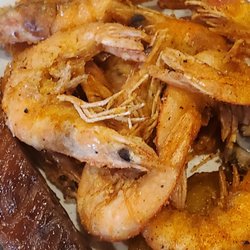 Asian Buffet - Salt & Pepper shrimp...with 1 lonely rib that I put on my plate initially... Yummy