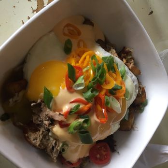 Cast Iron Kitchen - Red eye pulled pork hash - Southern Near Me - Wilmington, North Carolina Cast Iron Kitchen - Red eye pulled pork hash - Southern Near Me - Wilmington, North Carolina