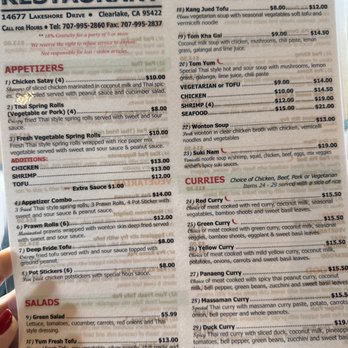 Kour Thai - Menu - Thai Near Me - Clearlake, California