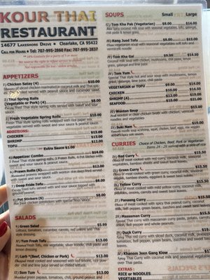 Menu photo 1 Kour Thai Clearlake, CA