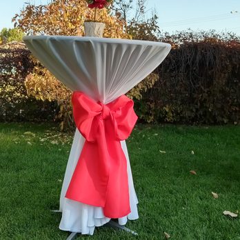 BC Event's Rentals - Holiday party rental bar height tables. Add a sash for a splash of color. Serving Longmont, Boulder, Niwot, and surrounding areas. - Party Equipment Rentals Near Me BC Event's Rentals - Holiday party rental bar height tables. Add a sash for a splash of color. Serving Longmont, Boulder, Niwot, and surrounding areas. - Party Equipment Rentals Near Me