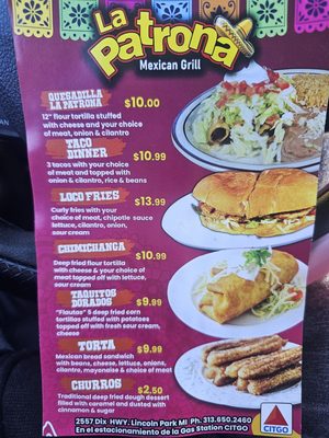 Menu photo 1 La Patrona Mexican Grill Lincoln Park, MI Menu photo 1 La Patrona Mexican Grill Lincoln Park, MI
