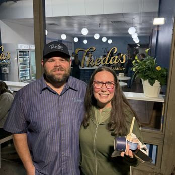 Theda’s Ice Creamery - My mom took a pic with the owner, Trevor. - Ice Cream & Frozen Yogurt Near Me - Napa, California