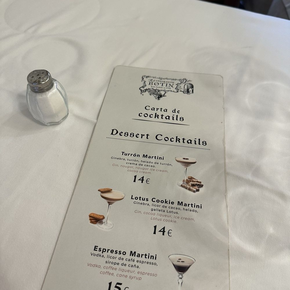 Botín - Drink menu - Spanish Near Me - Madrid, M