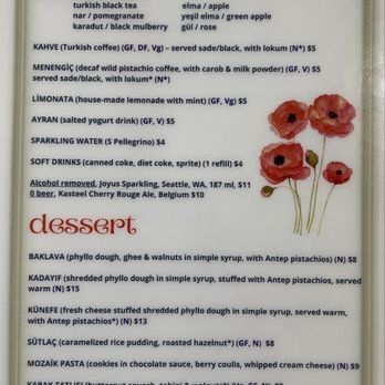 Turkish Delight - Drink Menu (1/2) as of 5/16/26 - Turkish Near Me - Anchorage, Alaska
