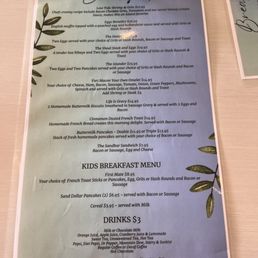Breakfast menu