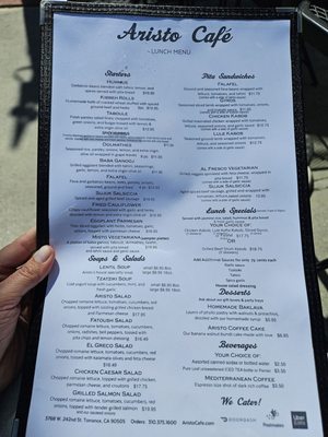 Menu photo 7 Aristo Cafe Torrance, CA