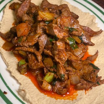 Yemen Café & Restaurant - Hummus with Lamb Liver - Middle Eastern Near Me - Brooklyn, New York