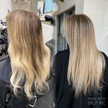 Mane Studio Salon - Before & after, highlights and lowlights to blend and add dimension - Hair Extensions Near Me - Wichita, Kansas