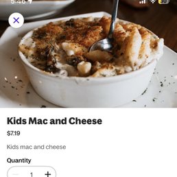 The photo they provided of their Kids Mac and Cheese