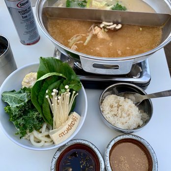 Mokkoji - Veggie Set, ponzu, sesame sauce  Soups: spicy pork bone/spicy miso - Japanese Near Me - Irvine, California